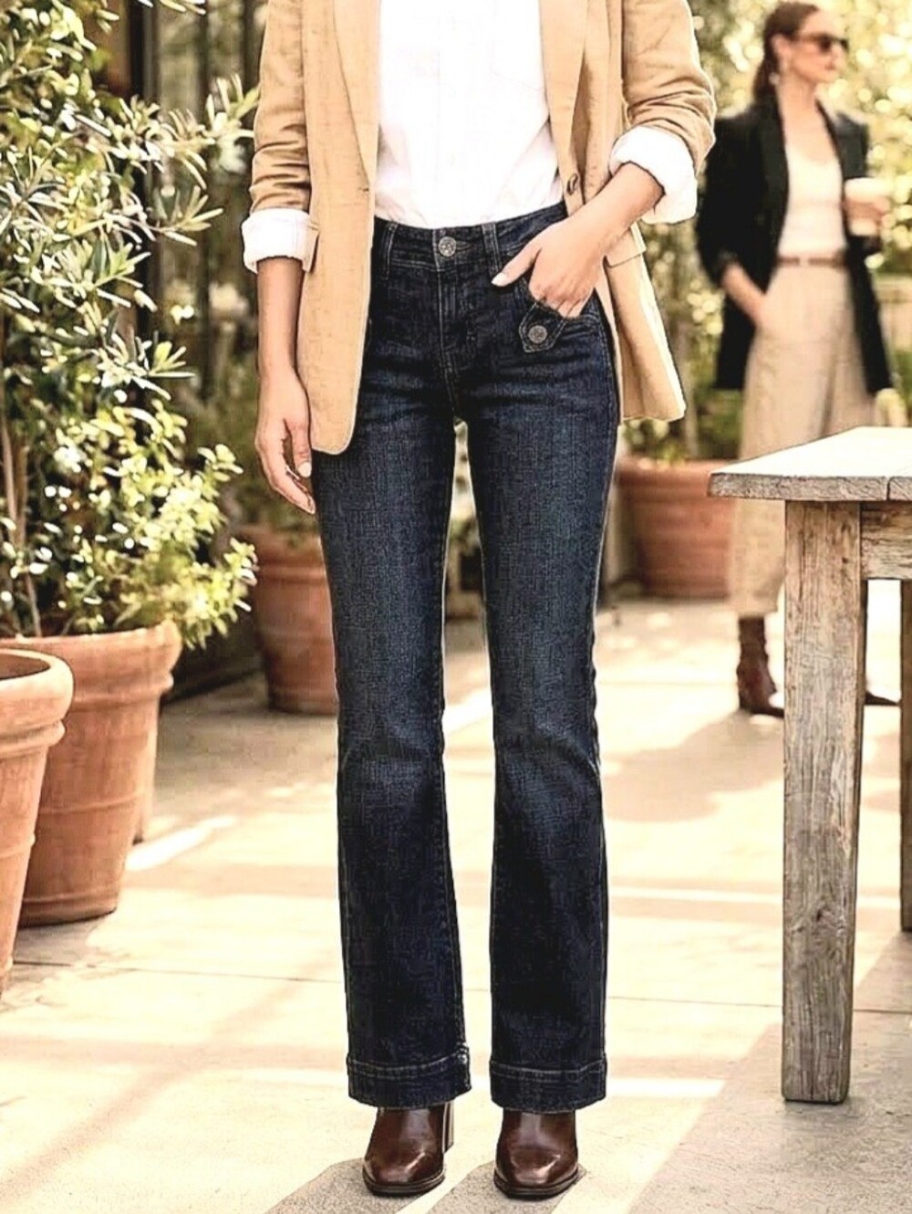 DKNY Vintage Jeans Button Flap Front Pockets Bootcut Size 0